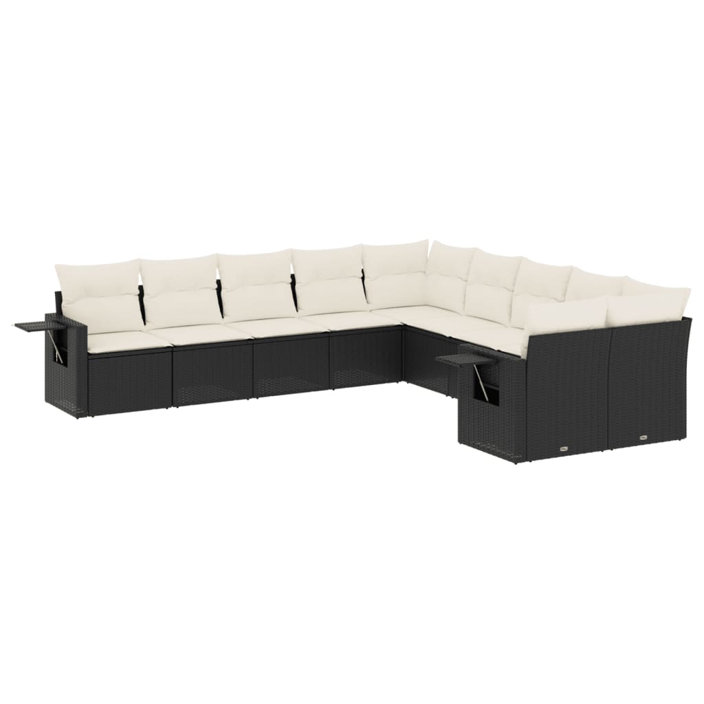 sofasæt til haven 10 dele med hynder polyrattan sort
