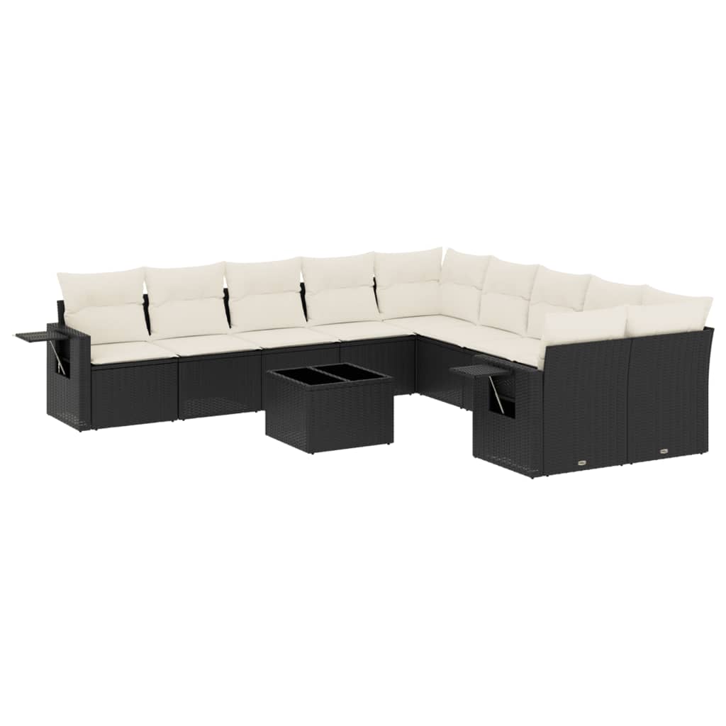 sofasæt til haven 11 dele med hynder polyrattan sort
