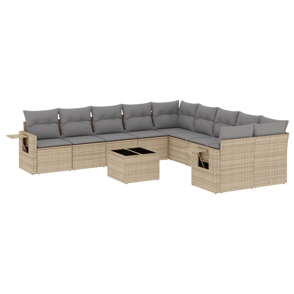 sofasæt til haven 11 dele med hynder polyrattan beige