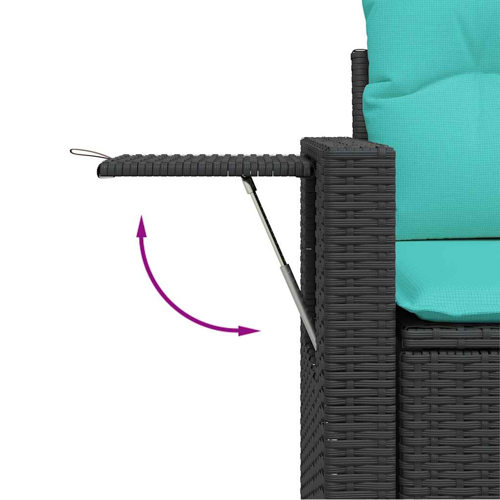 11-delt havesofasæt med hynder sort polyrattan