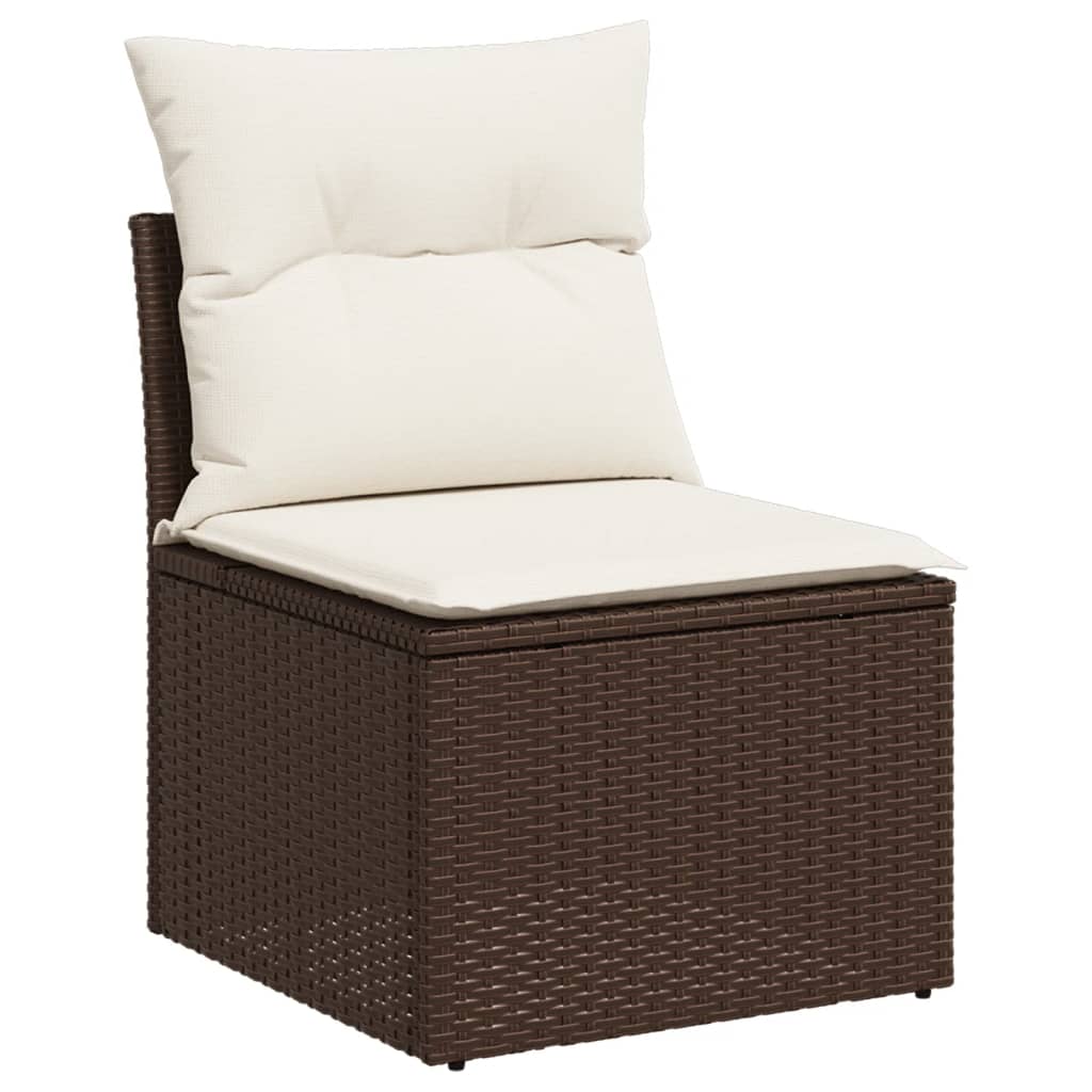 loungesæt til haven 11 dele med hynder polyrattan brun