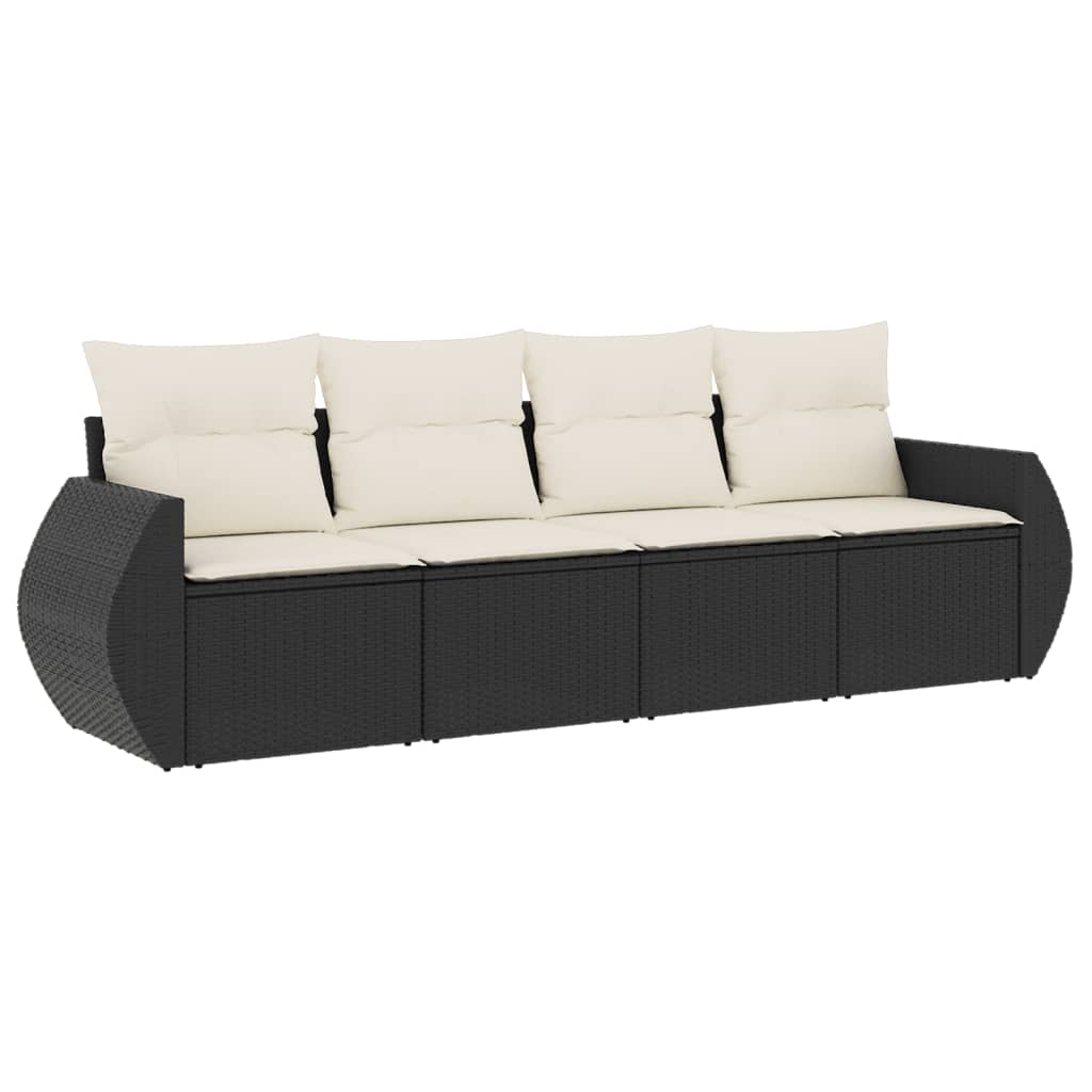 sofasæt til haven 4 dele med hynder polyrattan sort