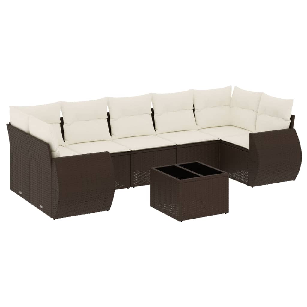 sofasæt til haven 8 dele med hynder polyrattan brun