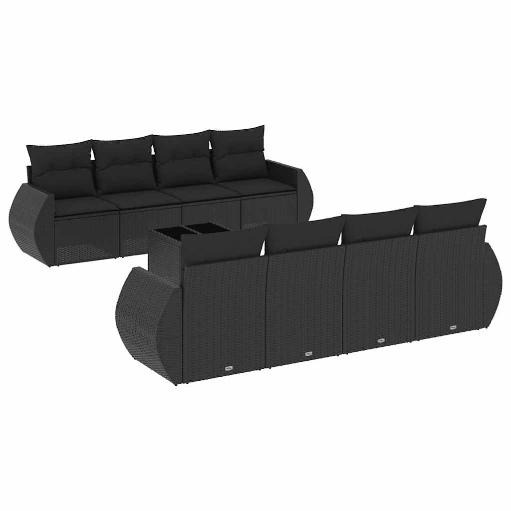 sofasæt til haven 9 dele med hynder polyrattan sort