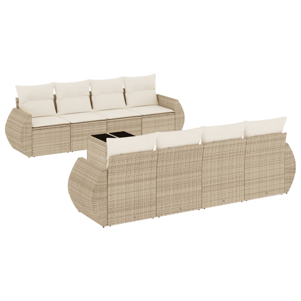 sofasæt til haven 9 dele med hynder polyrattan beige