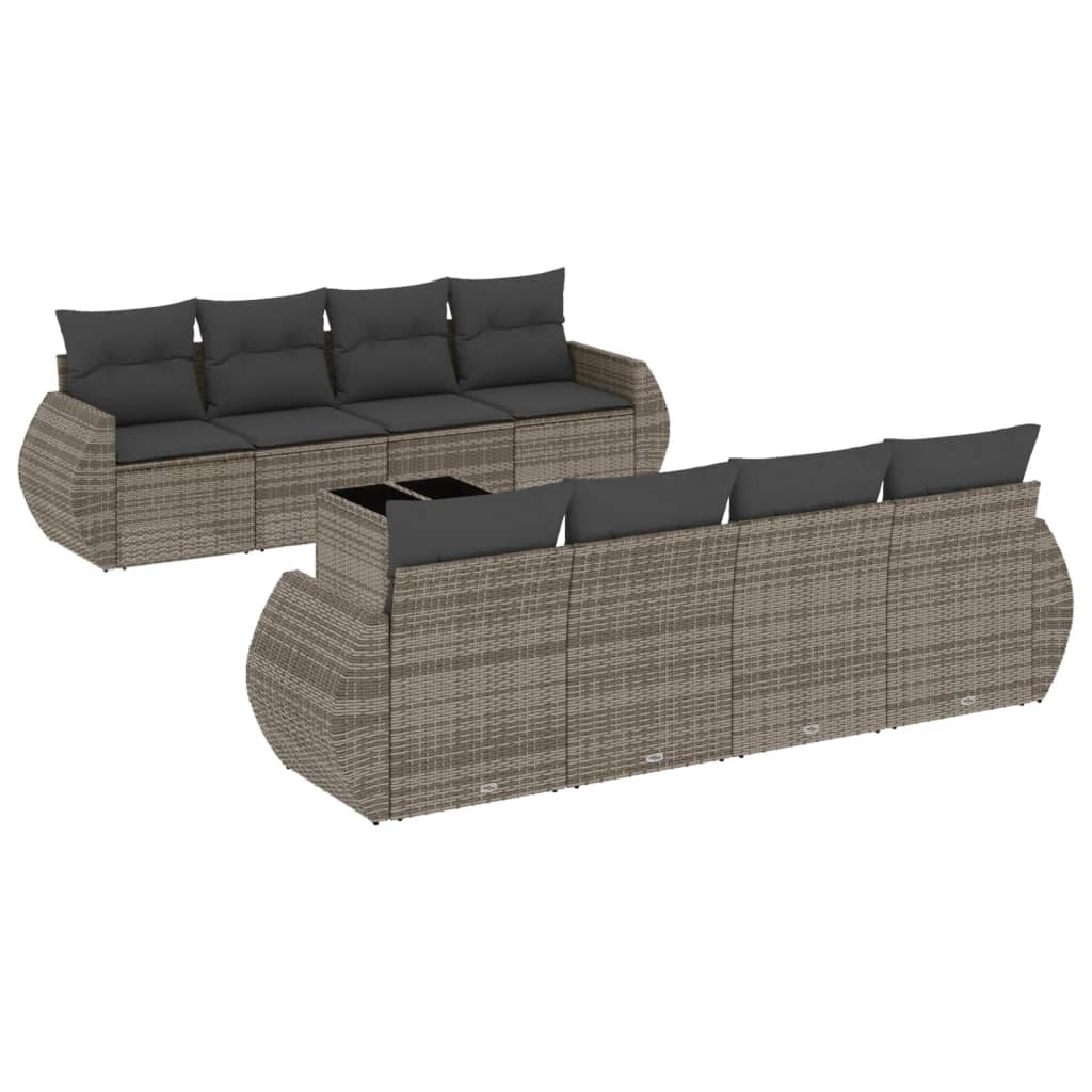 sofasæt til haven 9 dele med hynder polyrattan grå