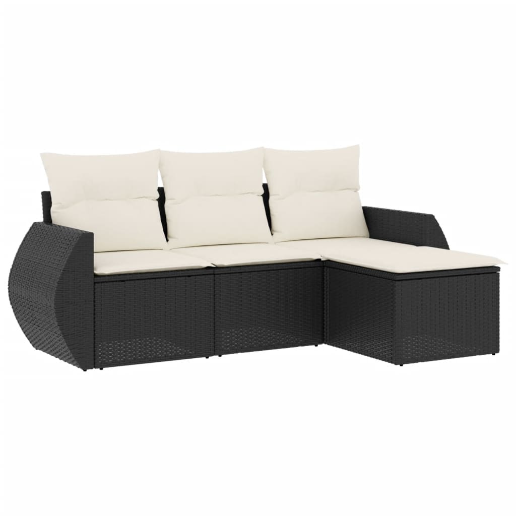 sofasæt til haven 4 dele med hynder polyrattan sort