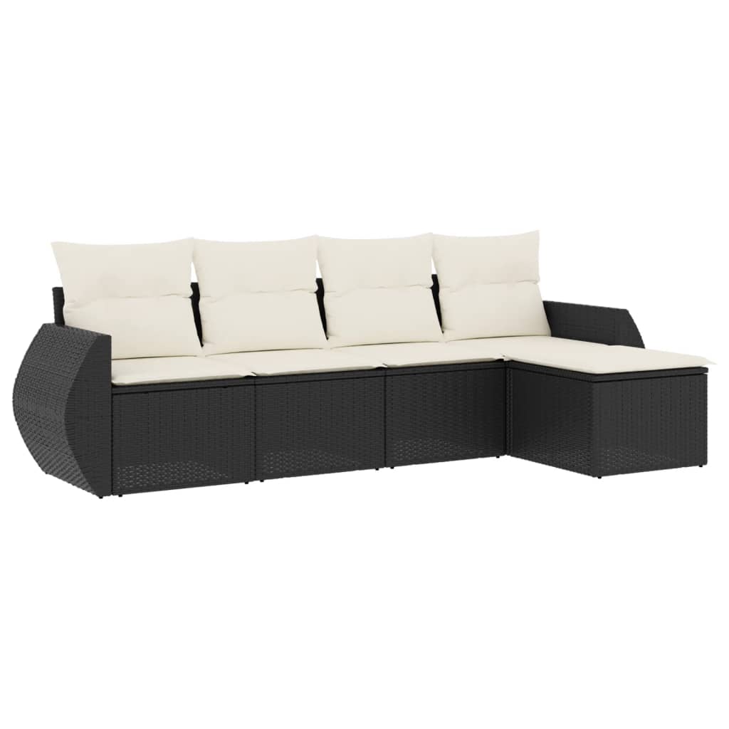 sofasæt til haven 5 dele med hynder polyrattan sort