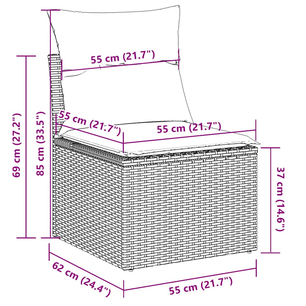 sofasæt 5 dele med hynder polyrattan lysegrå