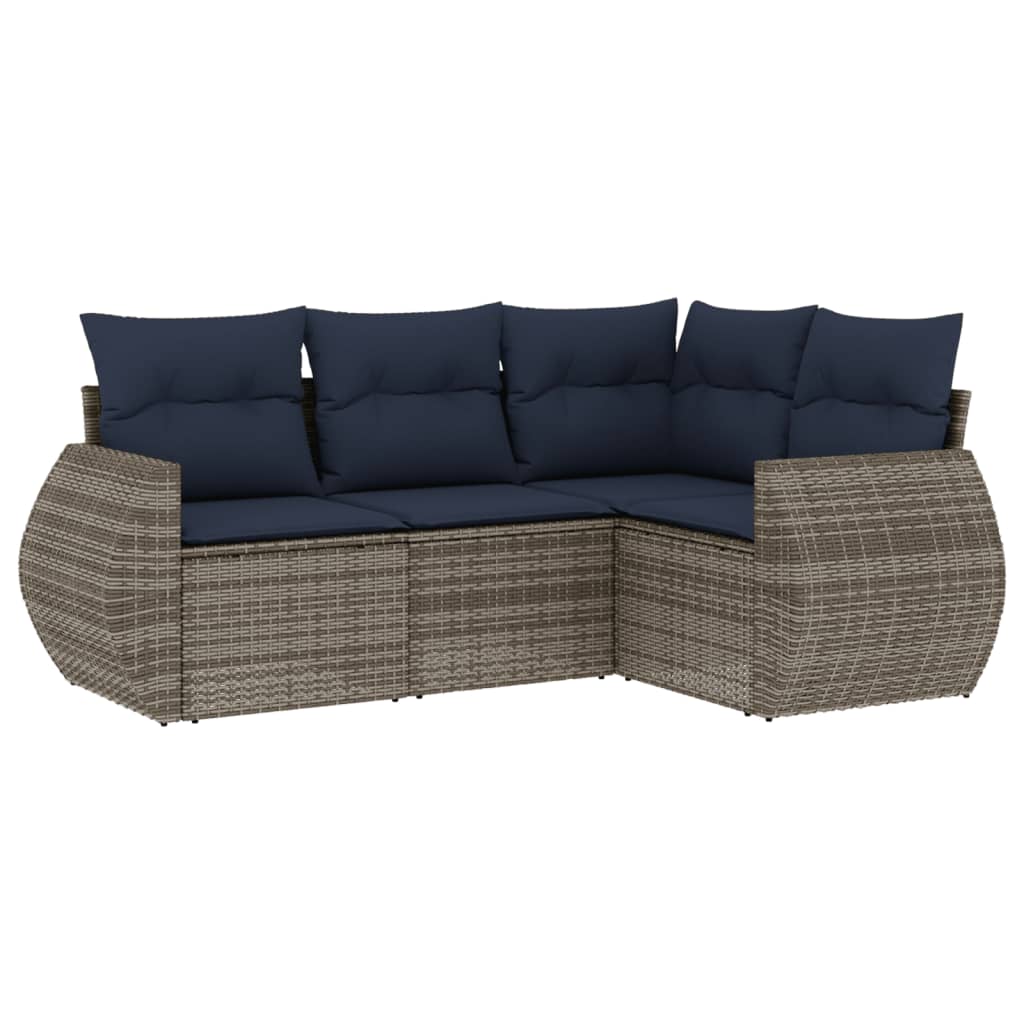 havesofasæt med 4 dele og hynder grå polyrattan