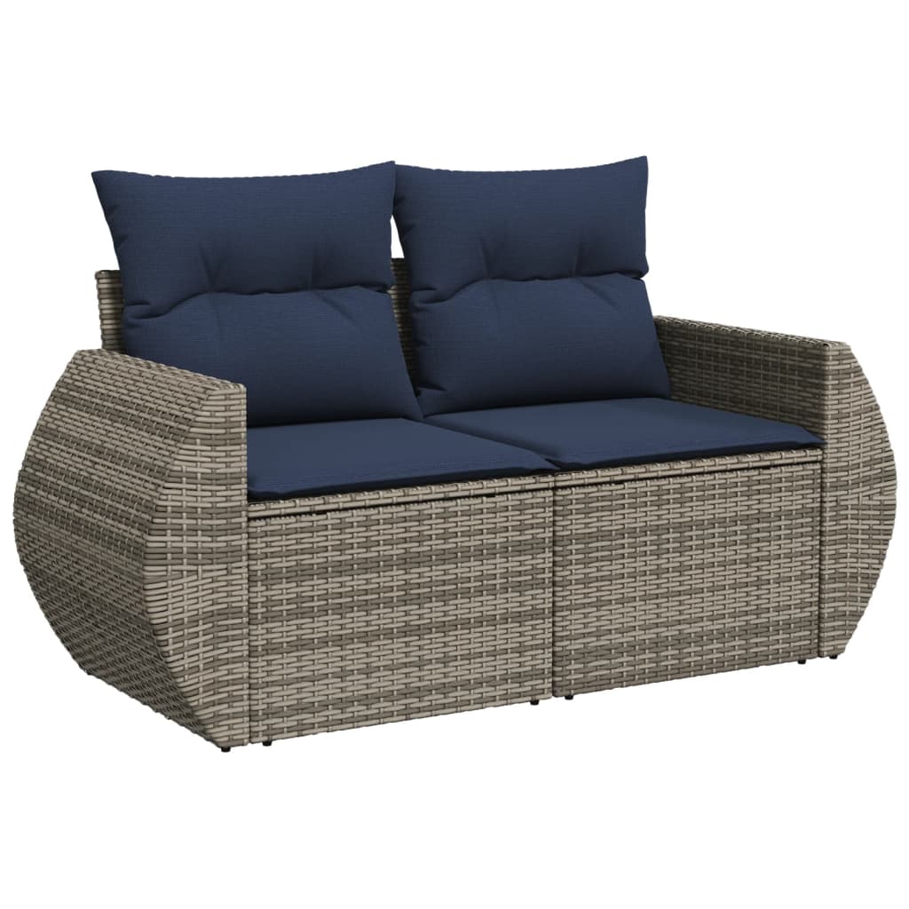 havesofasæt med 5 dele og hynder grå polyrattan