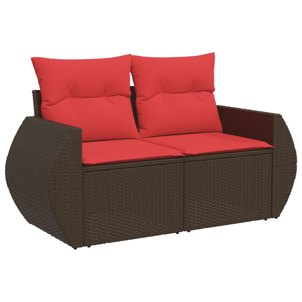 havesofasæt med 6 hynder brun polyrattan