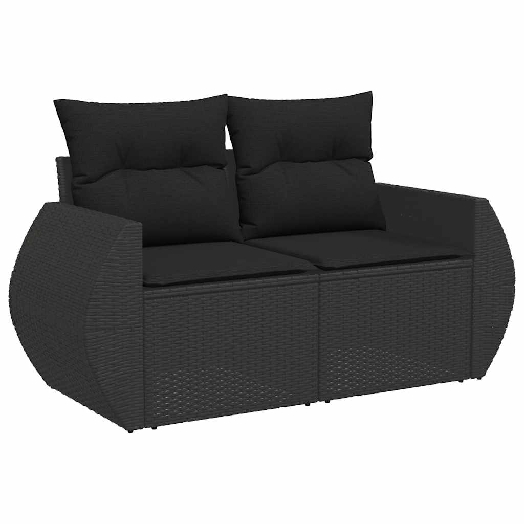 sofasæt til haven 7 dele med hynder polyrattan sort