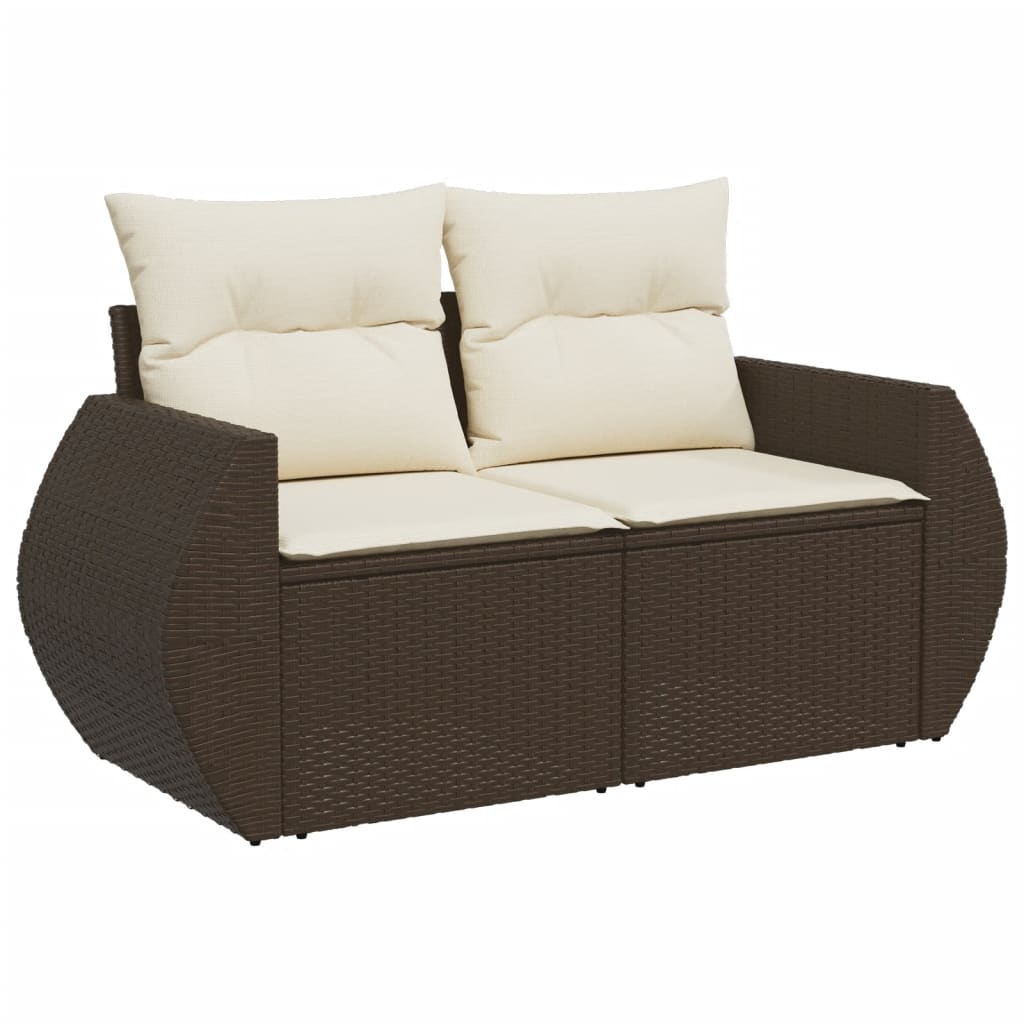 sofasæt til haven 7 dele med hynder polyrattan brun