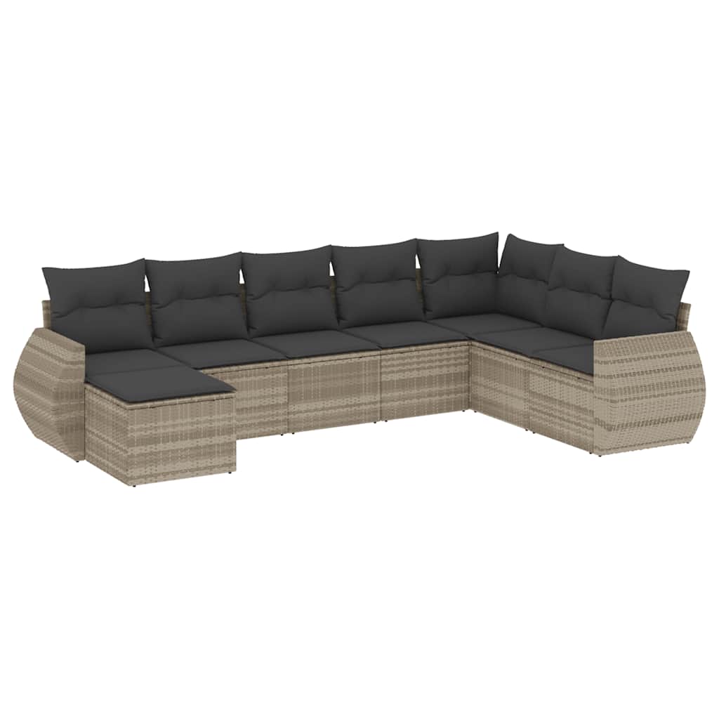 sofasæt til haven 8 dele med hynder polyrattan lysegrå