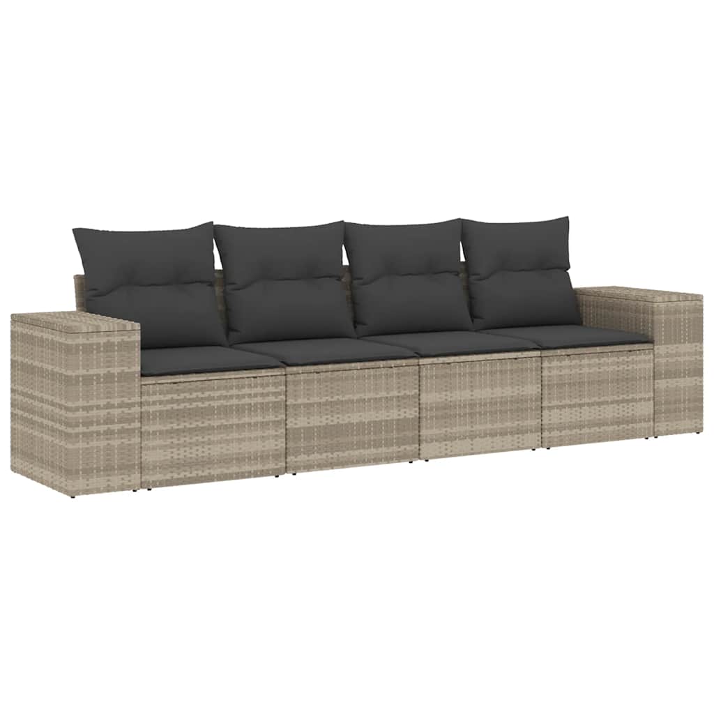 sofasæt til haven 4 dele med hynder polyrattan lysegrå