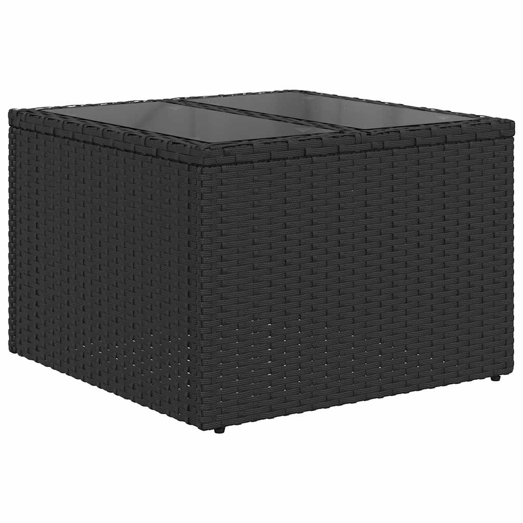 havesofasæt med 6 hynder sort polyrattan