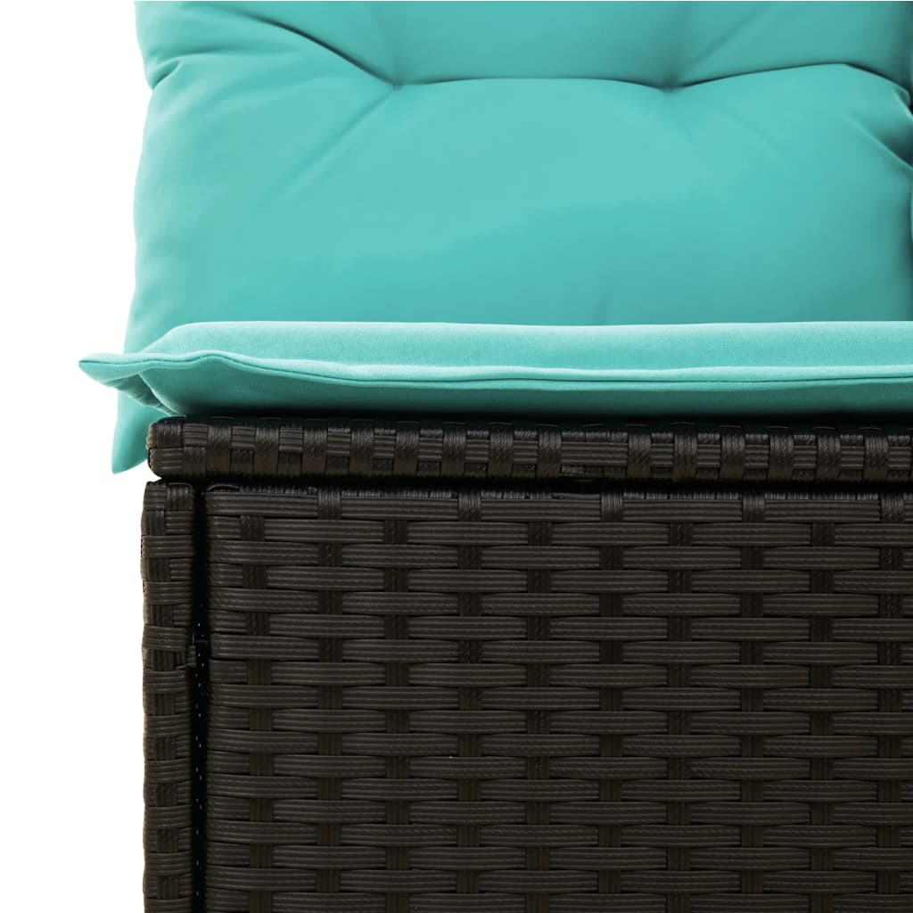 havesofasæt med 6 hynder sort polyrattan