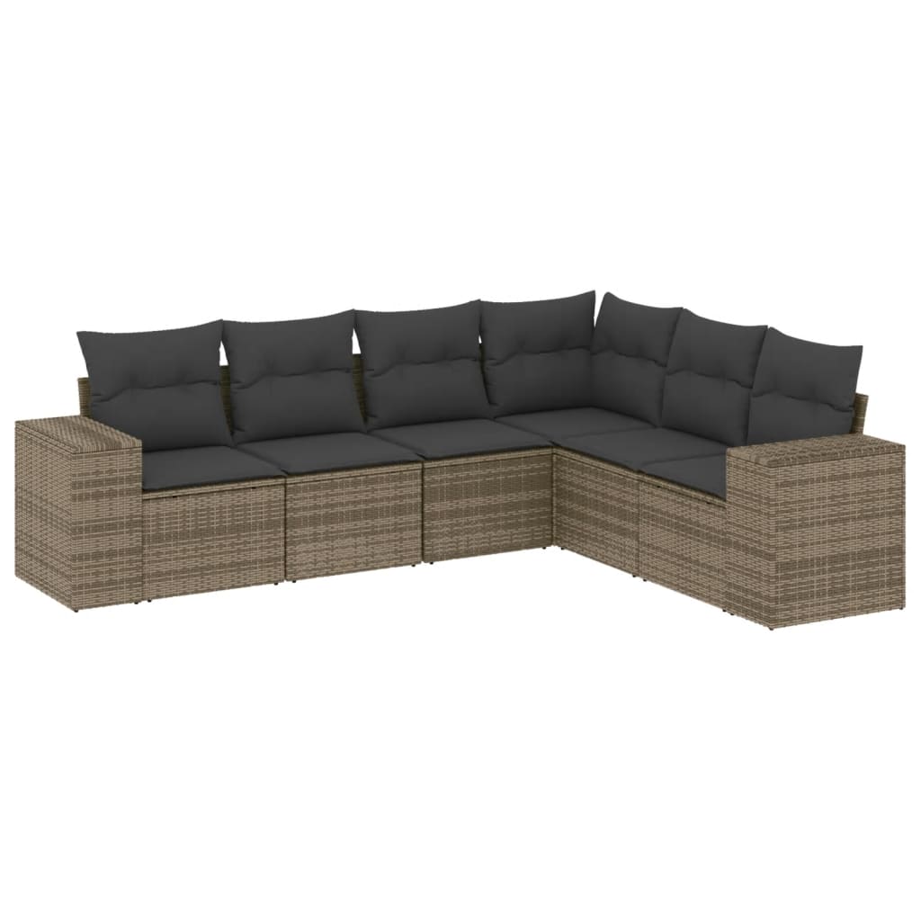 sofasæt til haven 6 dele med hynder polyrattan grå