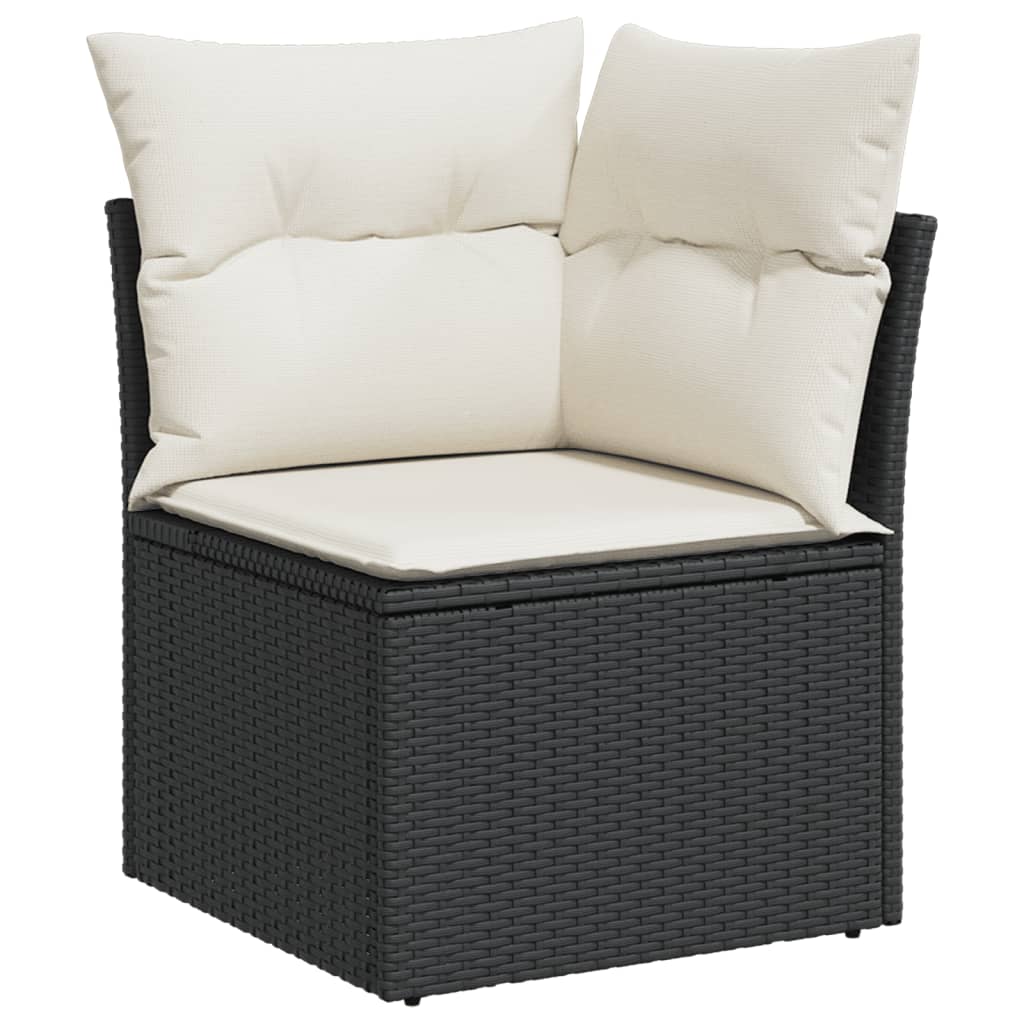 sofasæt til haven 7 dele med hynder polyrattan sort
