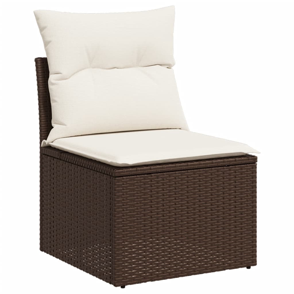 sofasæt til haven 7 dele med hynder polyrattan brun