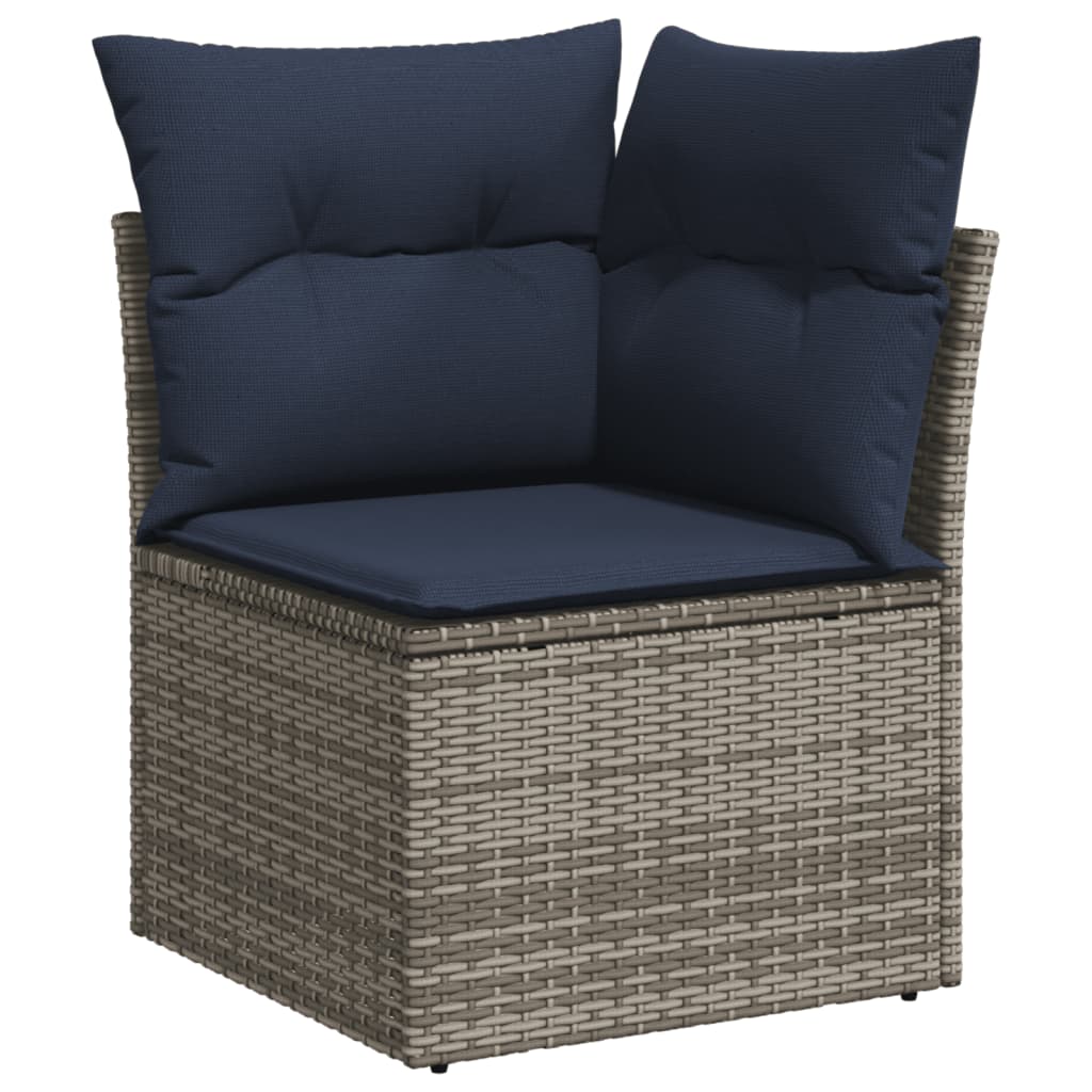 havesofasæt med 6 dele og hynder grå polyrattan