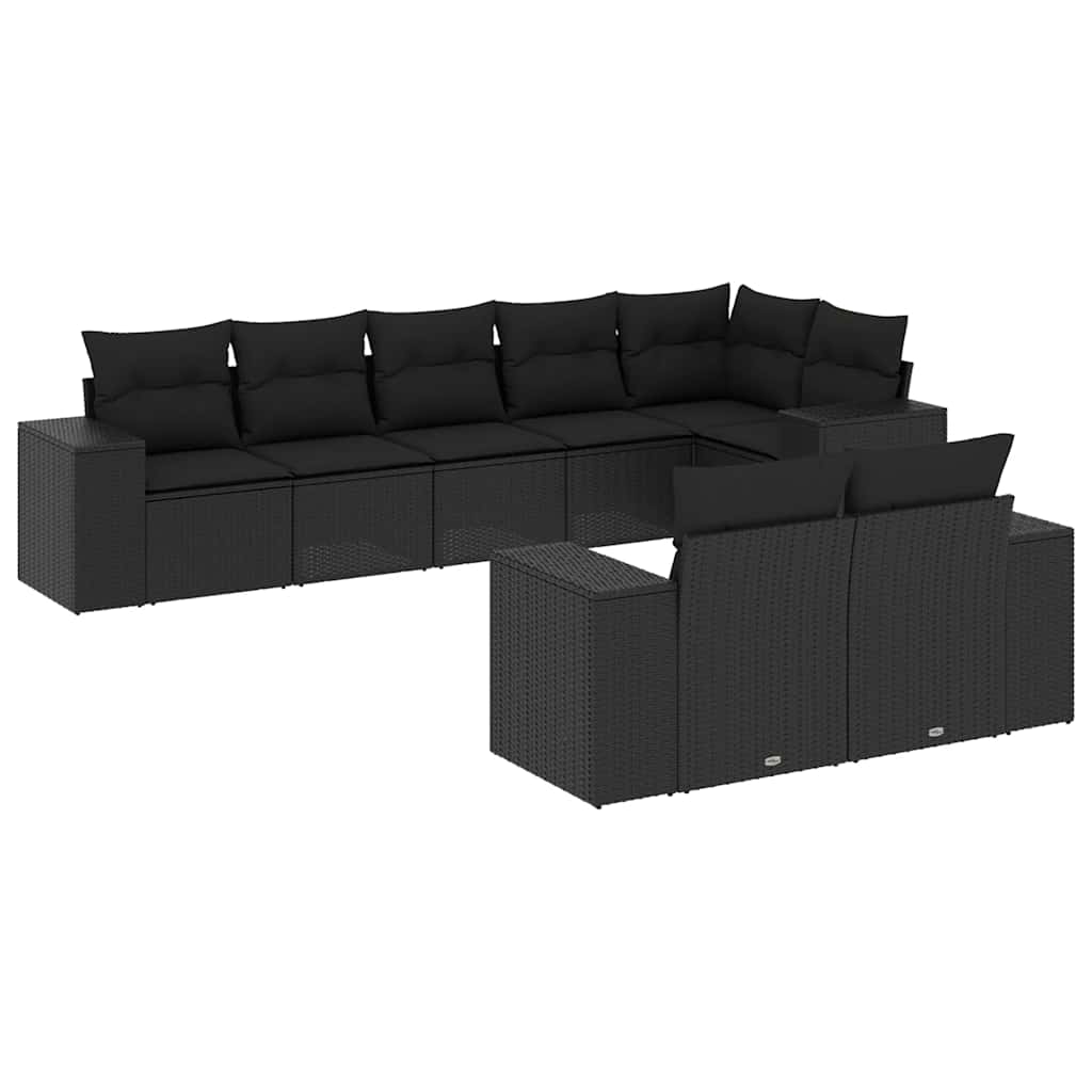 sofasæt til haven 8 dele med hynder polyrattan sort