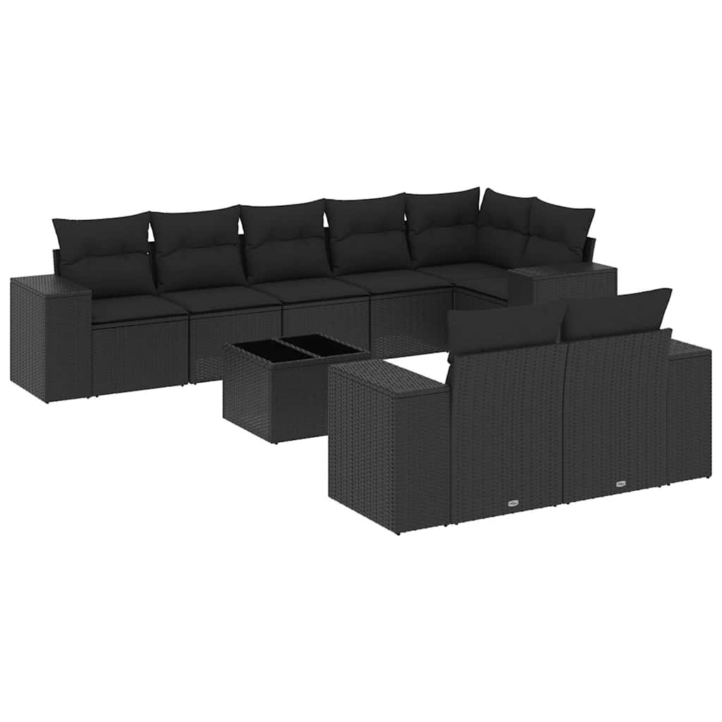 sofasæt til haven 9 dele med hynder polyrattan sort