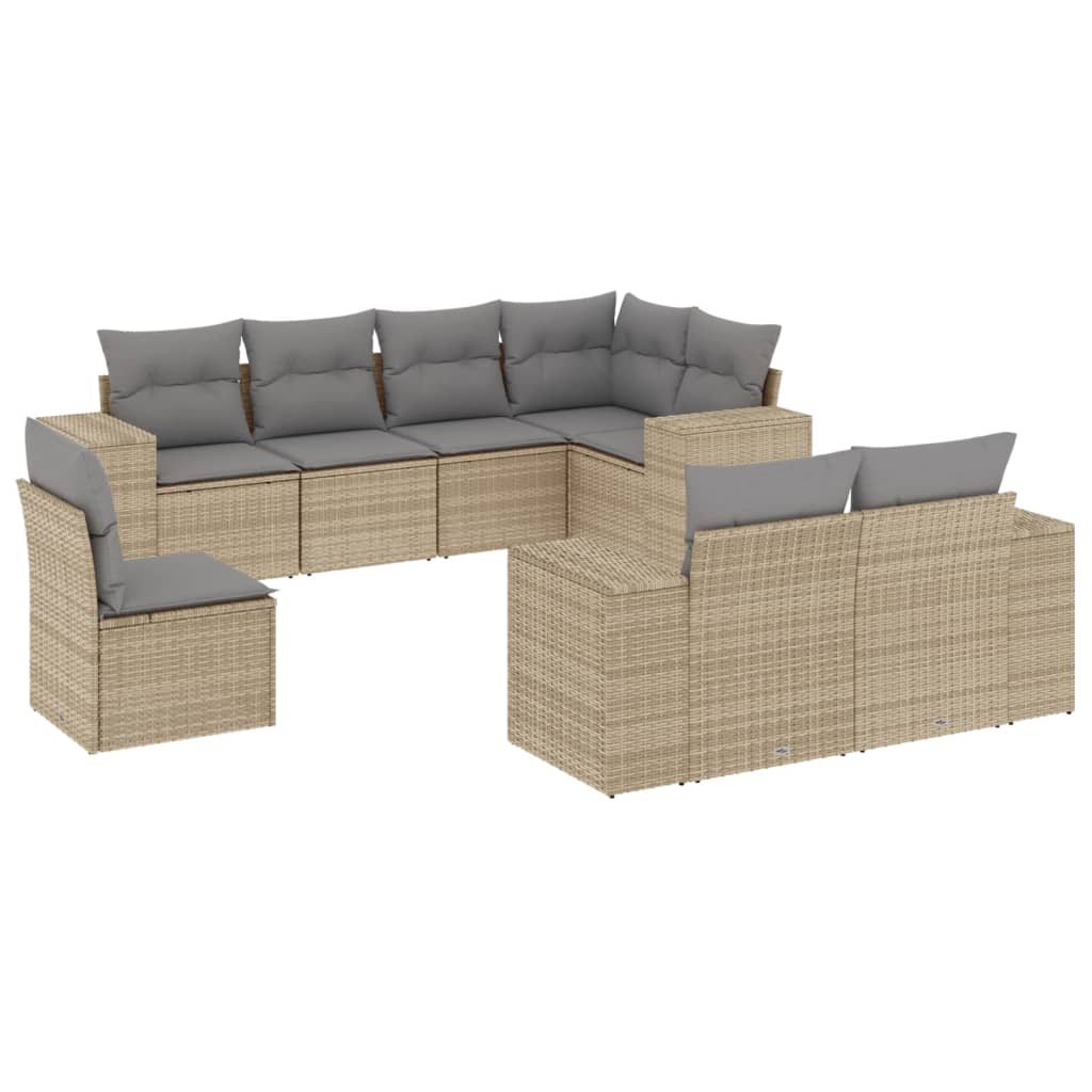 sofasæt til haven 8 dele med hynder polyrattan beige