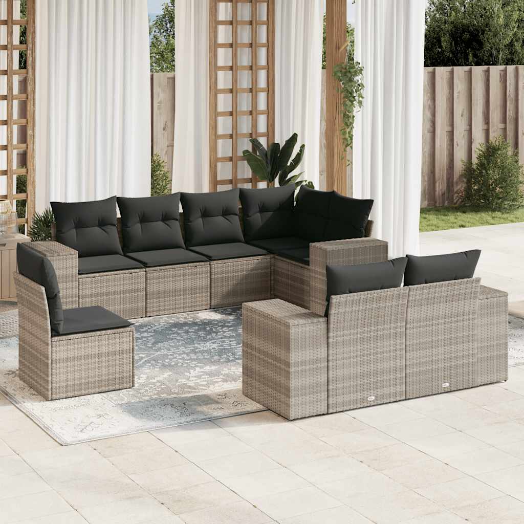 sofasæt til haven 8 dele med hynder polyrattan lysegrå