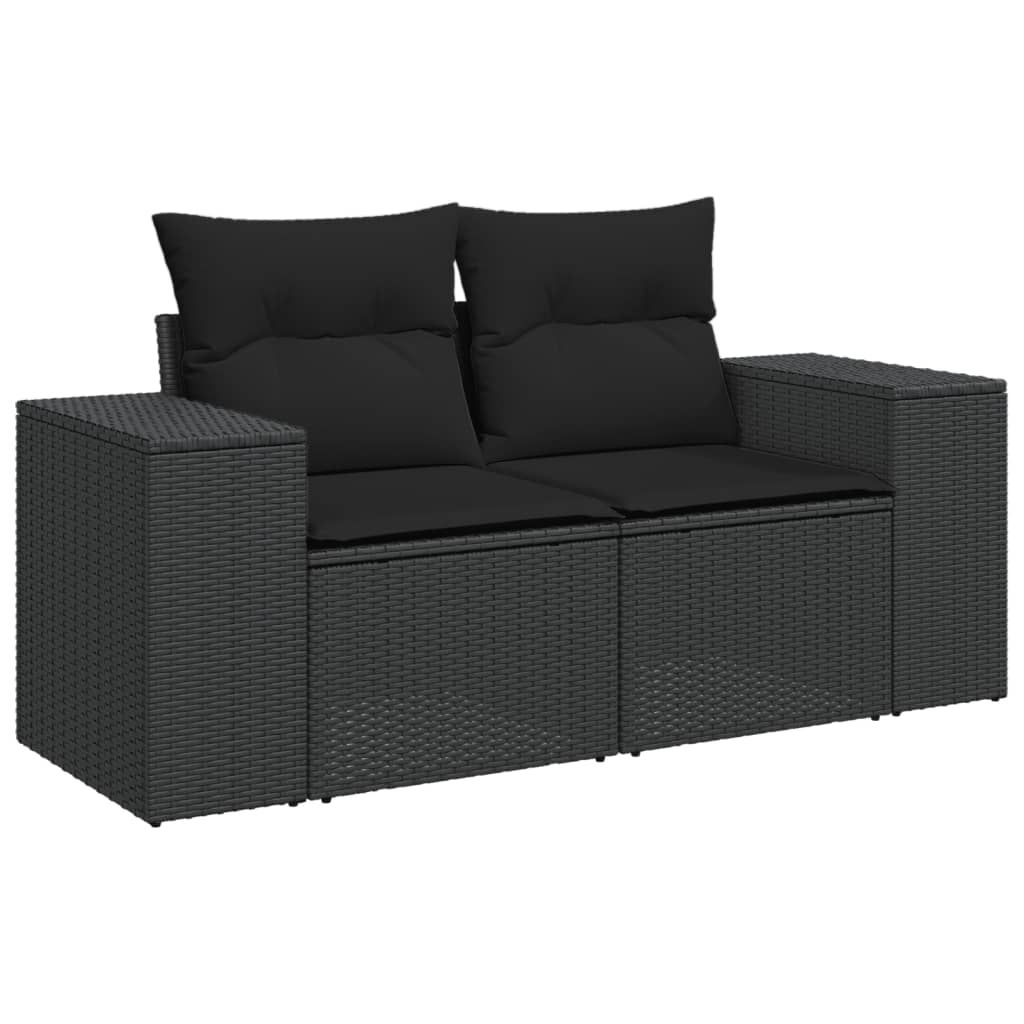 sofasæt til haven 9 dele med hynder polyrattan sort