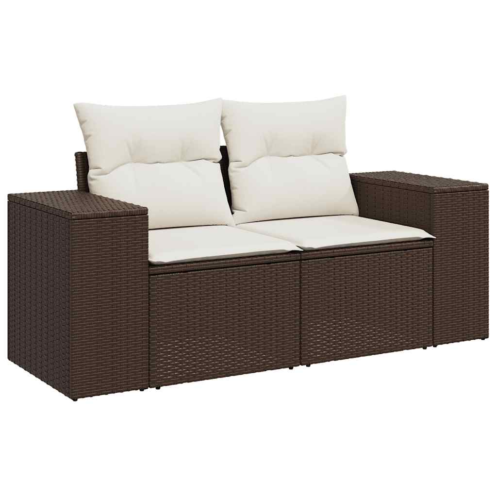 sofasæt til haven 9 dele med hynder polyrattan brun