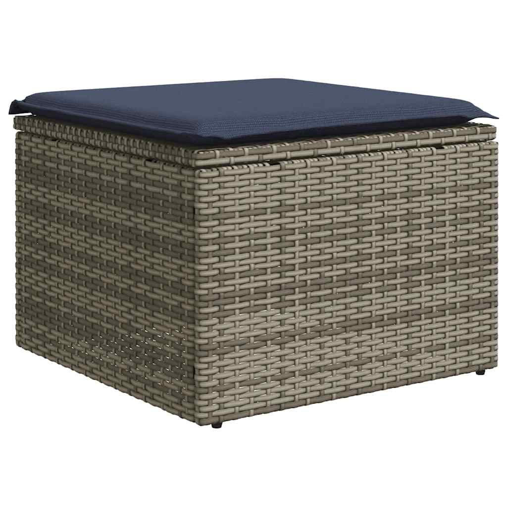 havesofasæt med 7 dele og hynder grå polyrattan