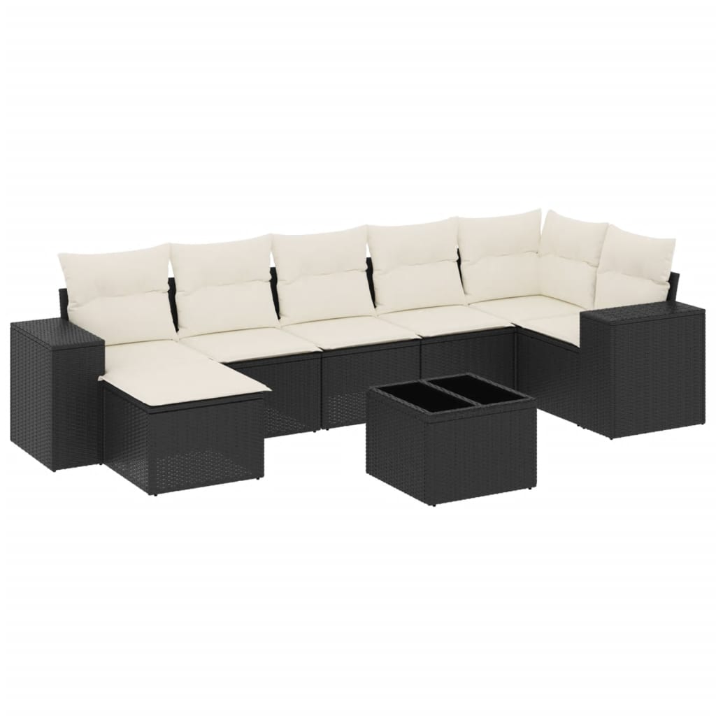 sofasæt til haven 8 dele med hynder polyrattan sort