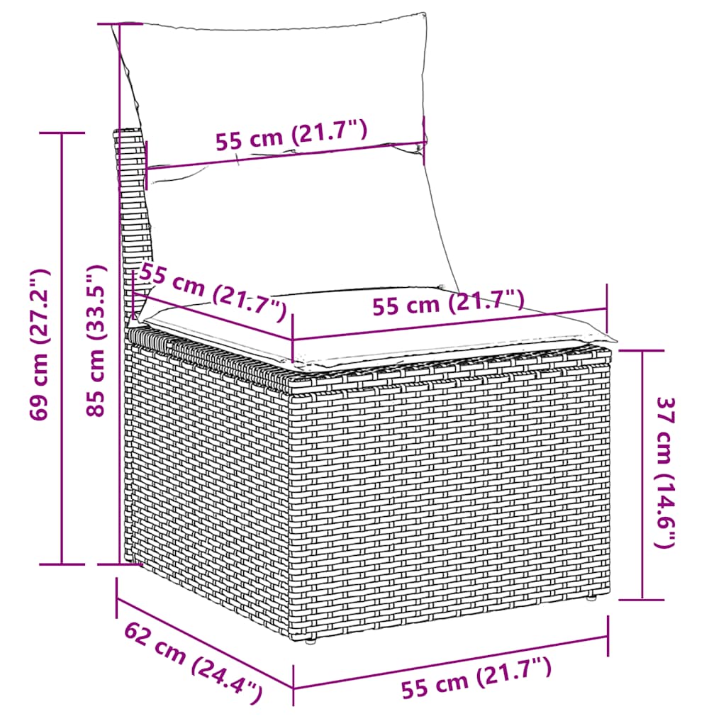 sofasæt til haven 8 dele med hynder polyrattan lysegrå