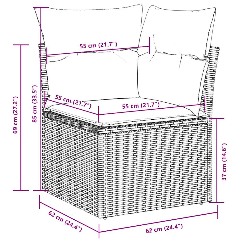 sofasæt til haven 8 dele med hynder polyrattan lysegrå