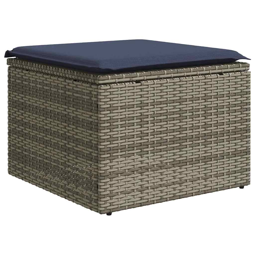havesofasæt med 7 dele og hynder grå polyrattan