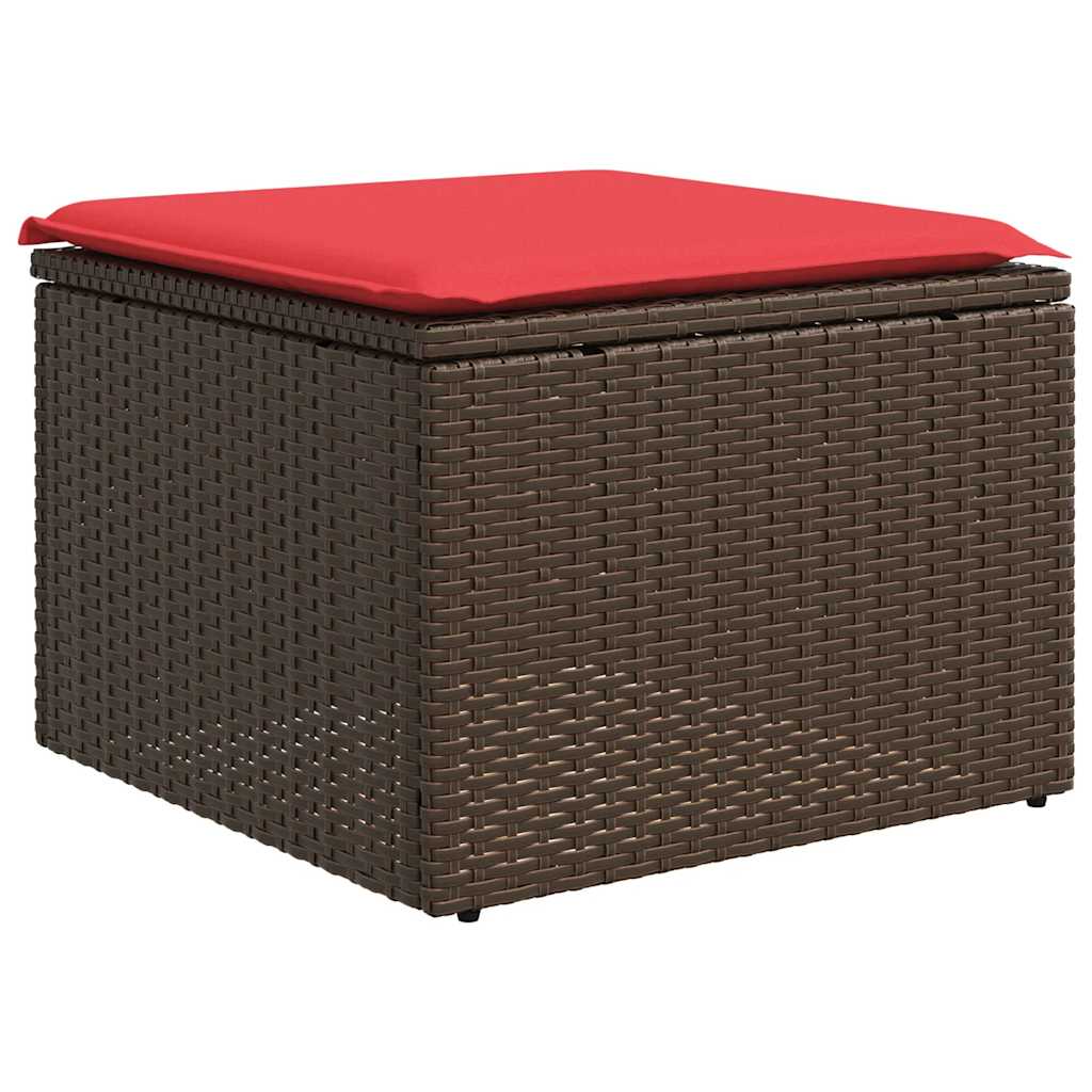 havesofasæt med 7 hynder brun polyrattan