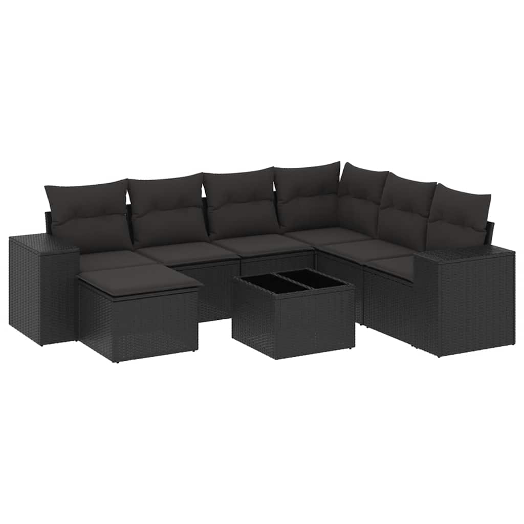 sofasæt til haven 8 dele med hynder polyrattan sort