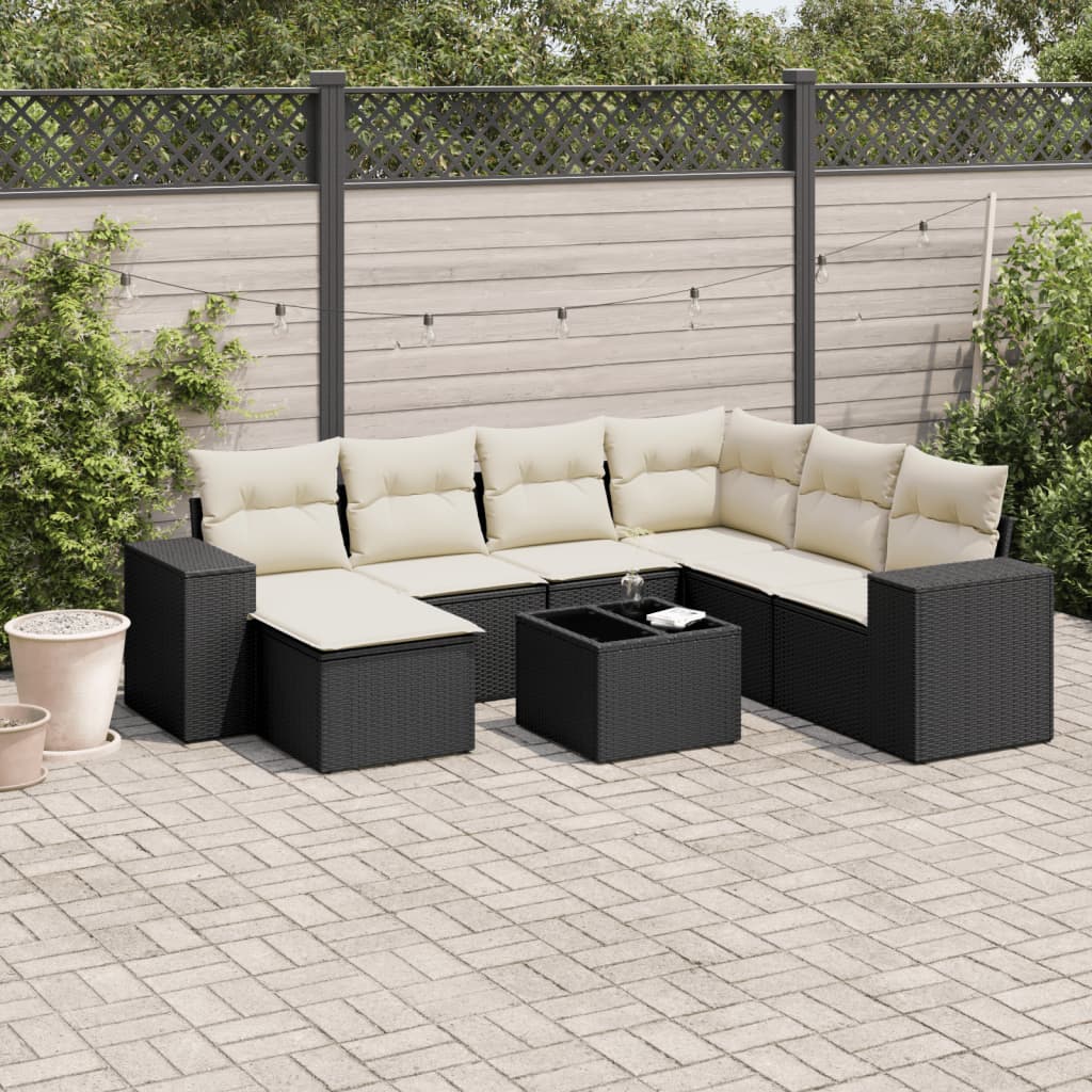 sofasæt til haven 8 dele med hynder polyrattan sort