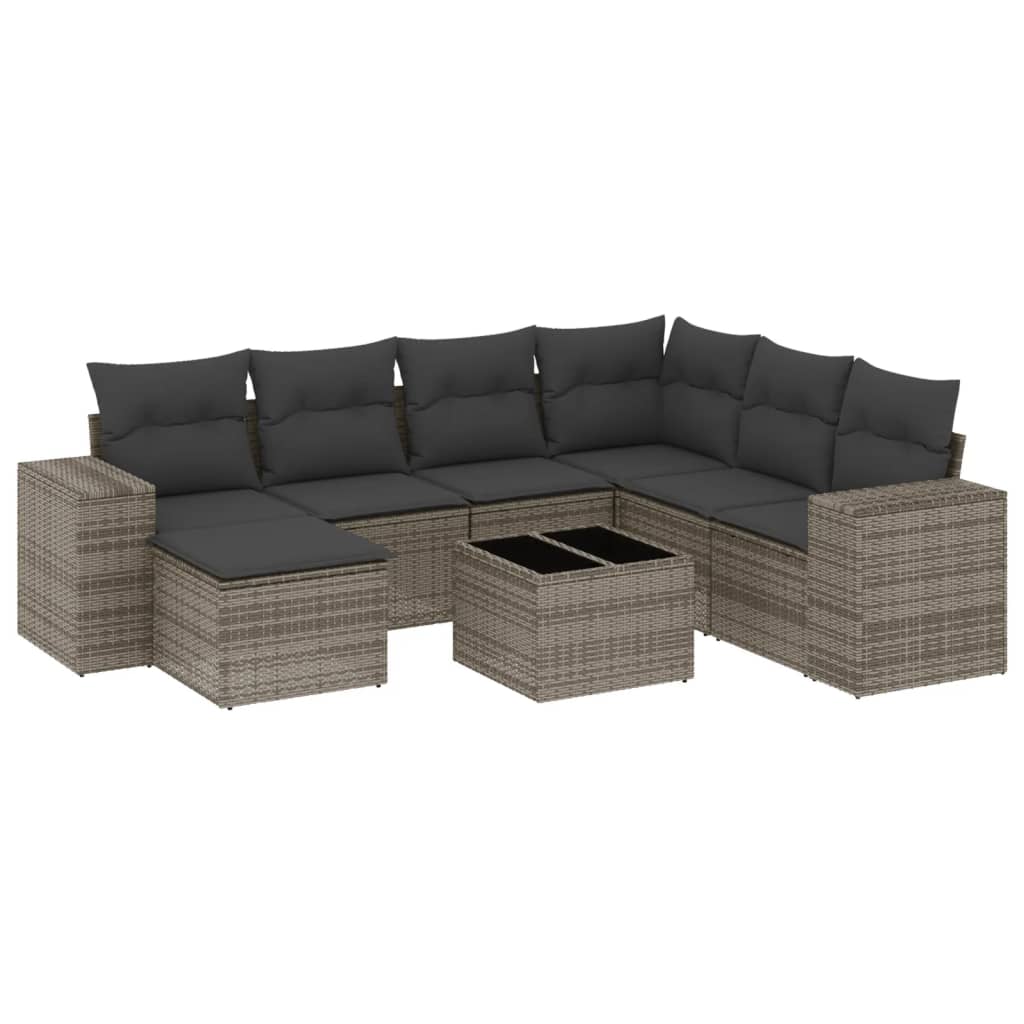 sofasæt til haven 8 dele med hynder polyrattan grå