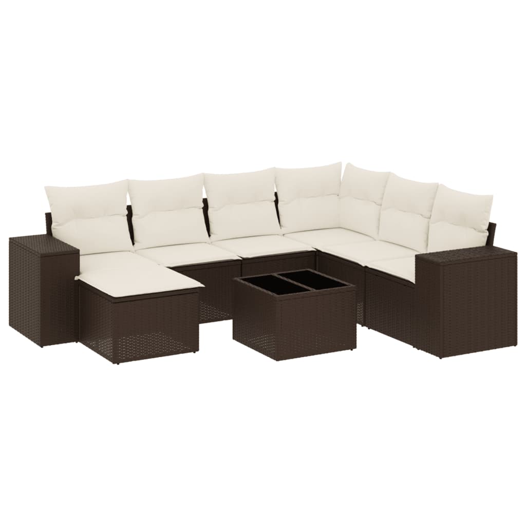sofasæt til haven 8 dele med hynder polyrattan brun