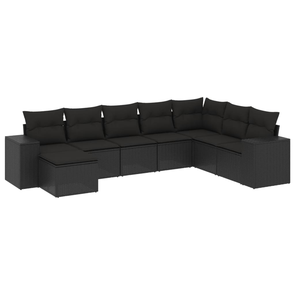 sofasæt til haven 8 dele med hynder polyrattan sort