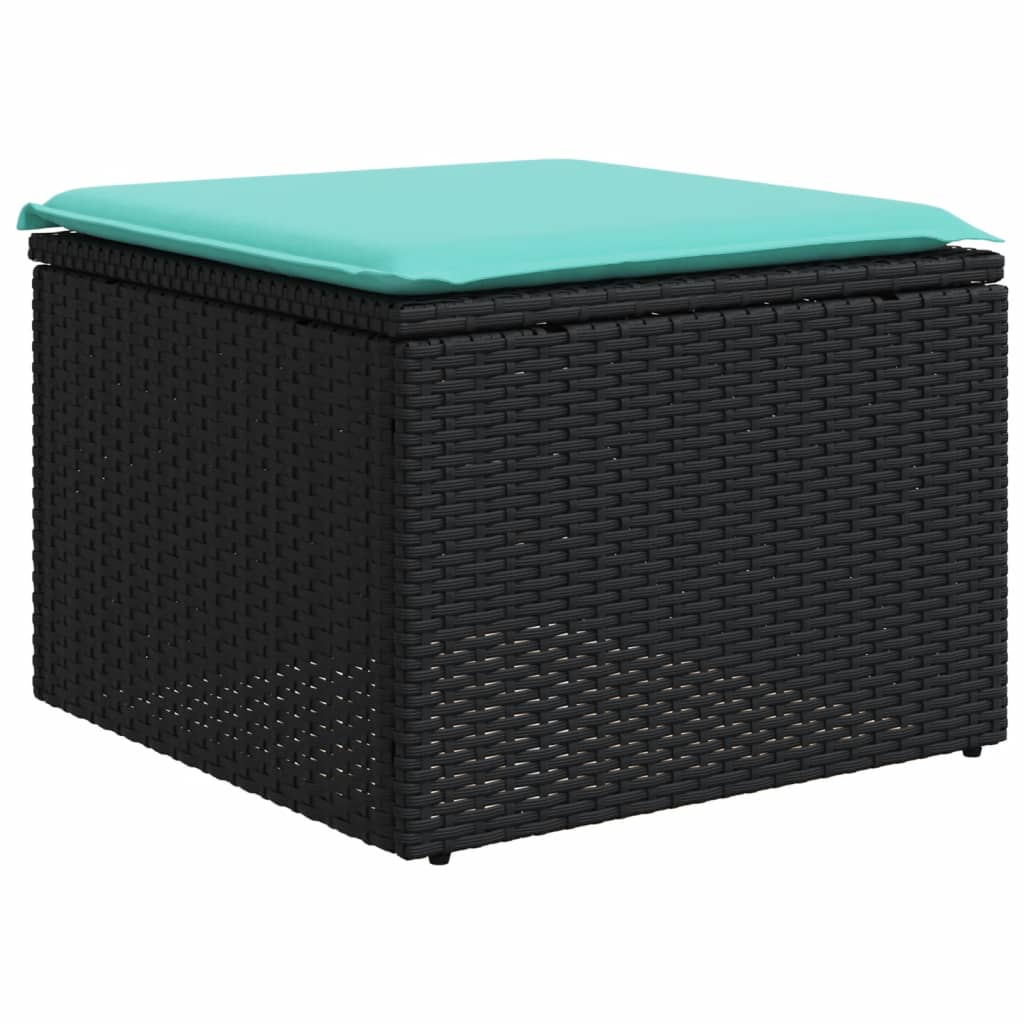 havesofasæt med 9 dele og hynder sort polyrattan