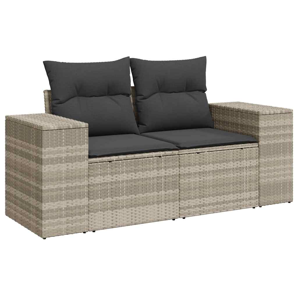 sofasæt til haven 9 dele med hynder polyrattan lysegrå