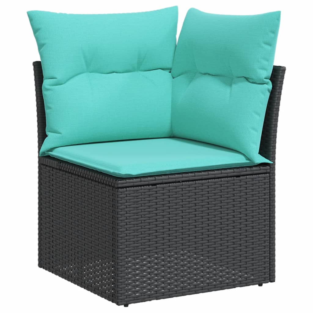havesofasæt med 10 hynder sort polyrattan