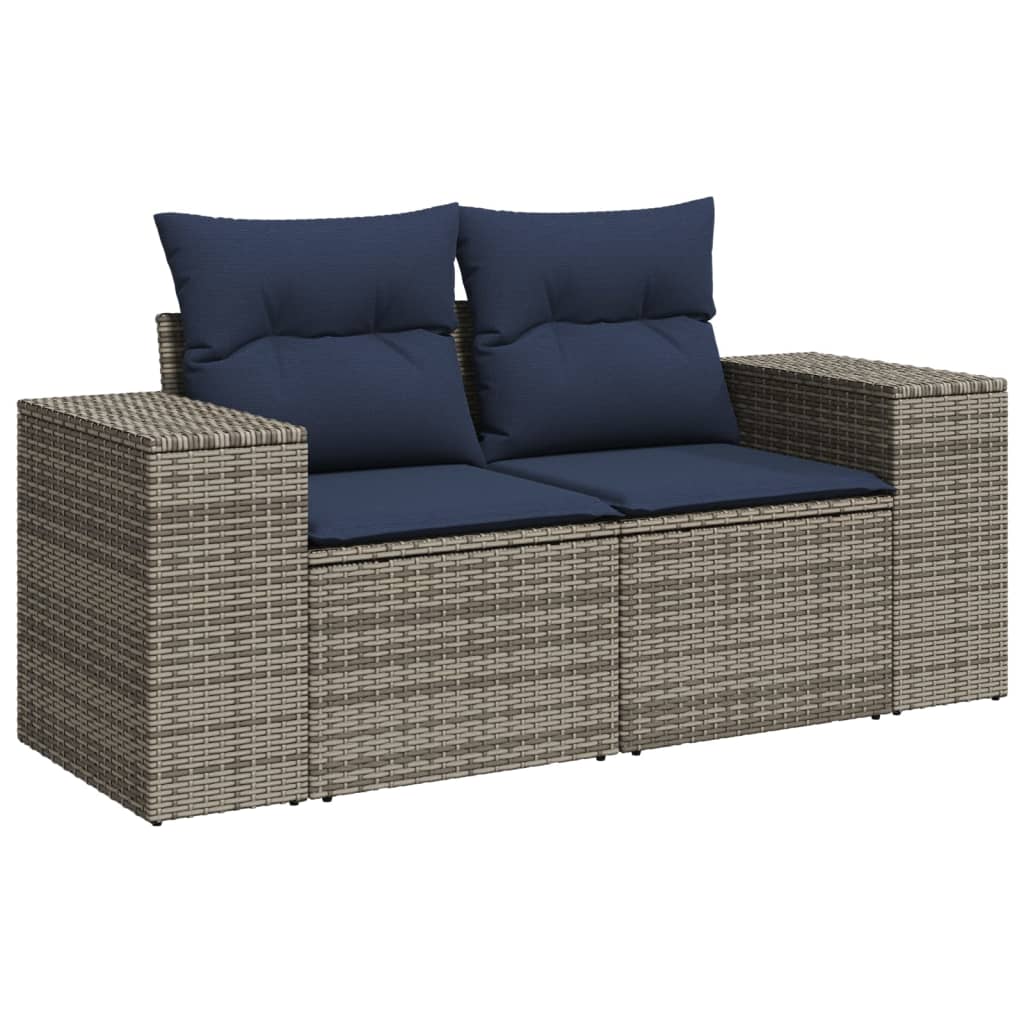 havesofasæt med 10 dele og hynder grå polyrattan