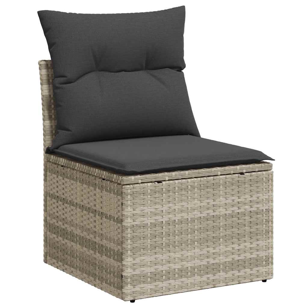 sofasæt til haven 9 dele med hynder polyrattan lysegrå
