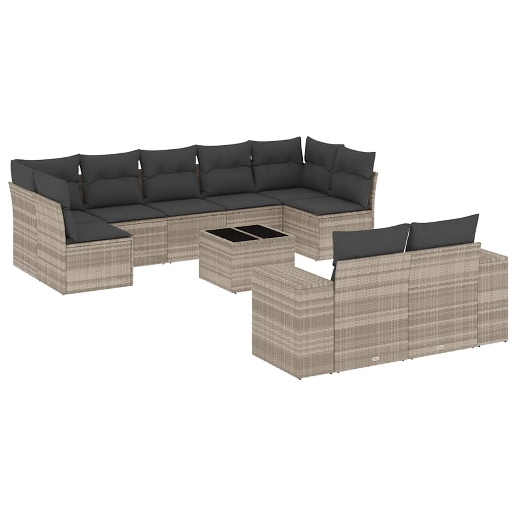 sofasæt til haven 10 dele med hynder polyrattan lysegrå