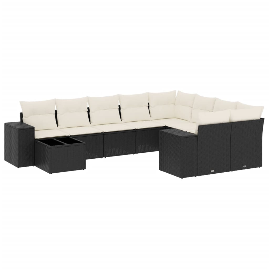 sofasæt til haven 10 dele med hynder polyrattan sort